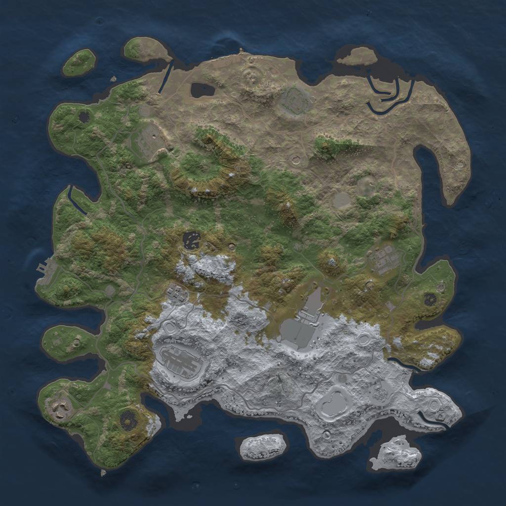 Rust Map: Procedural Map, Size: 4000, Seed: 45121, 17 Monuments