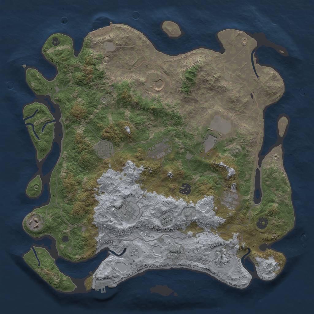 Rust Map: Procedural Map, Size: 4000, Seed: 241175523, 19 Monuments