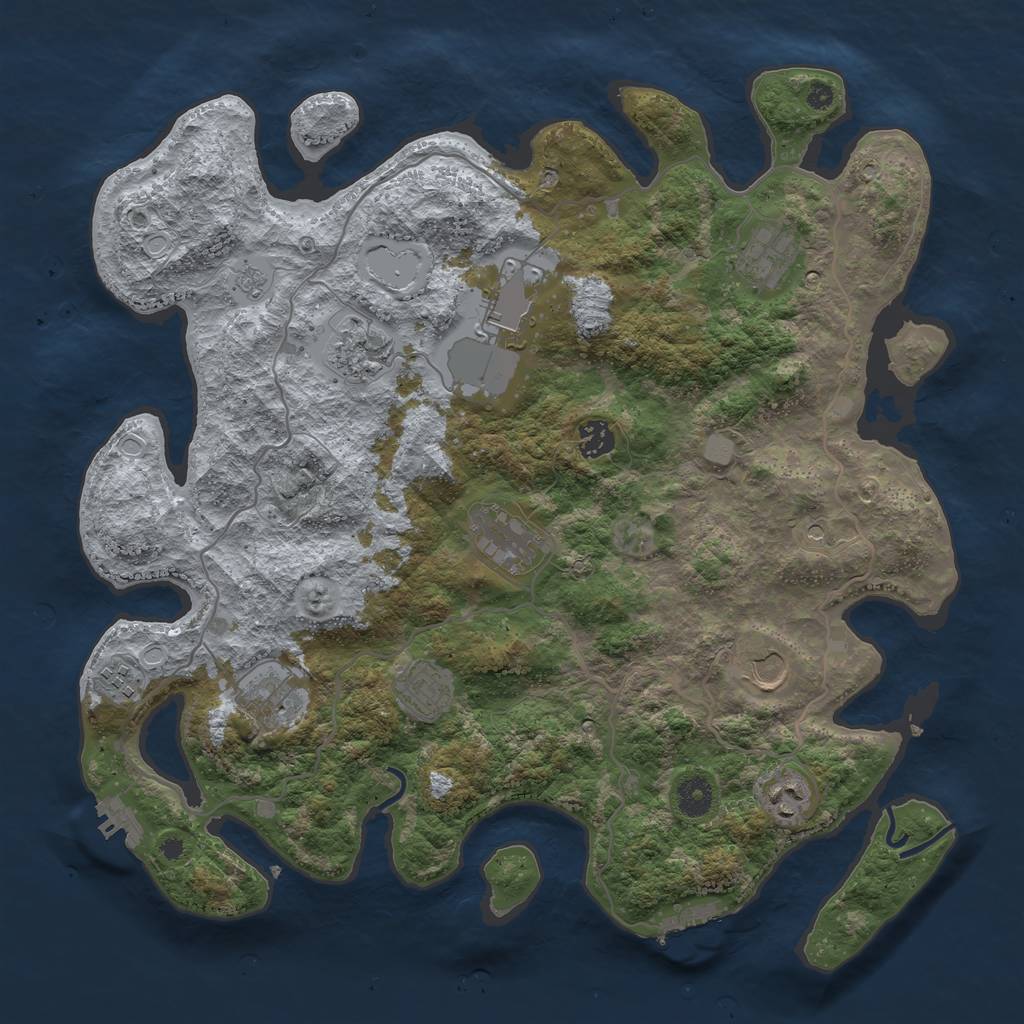 Rust Map: Procedural Map, Size: 4000, Seed: 811233899, 19 Monuments