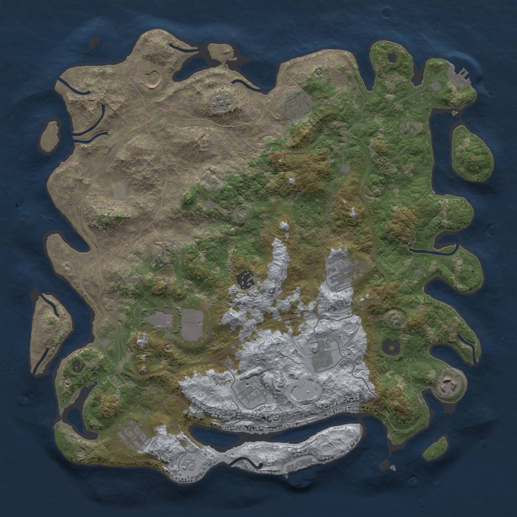 Rust Map: Procedural Map, Size: 4250, Seed: 1783813535, 20 Monuments
