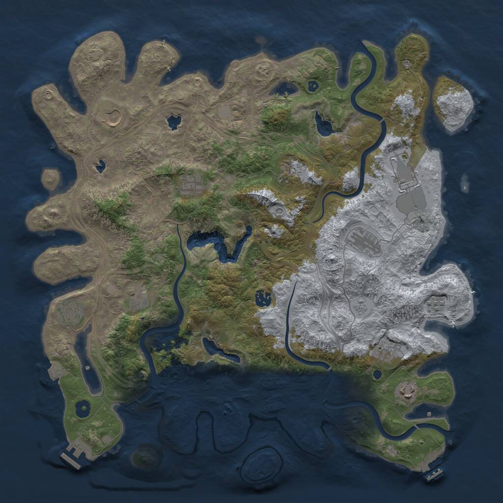 Rust Map: Procedural Map, Size: 4500, Seed: 494476194, 17 Monuments