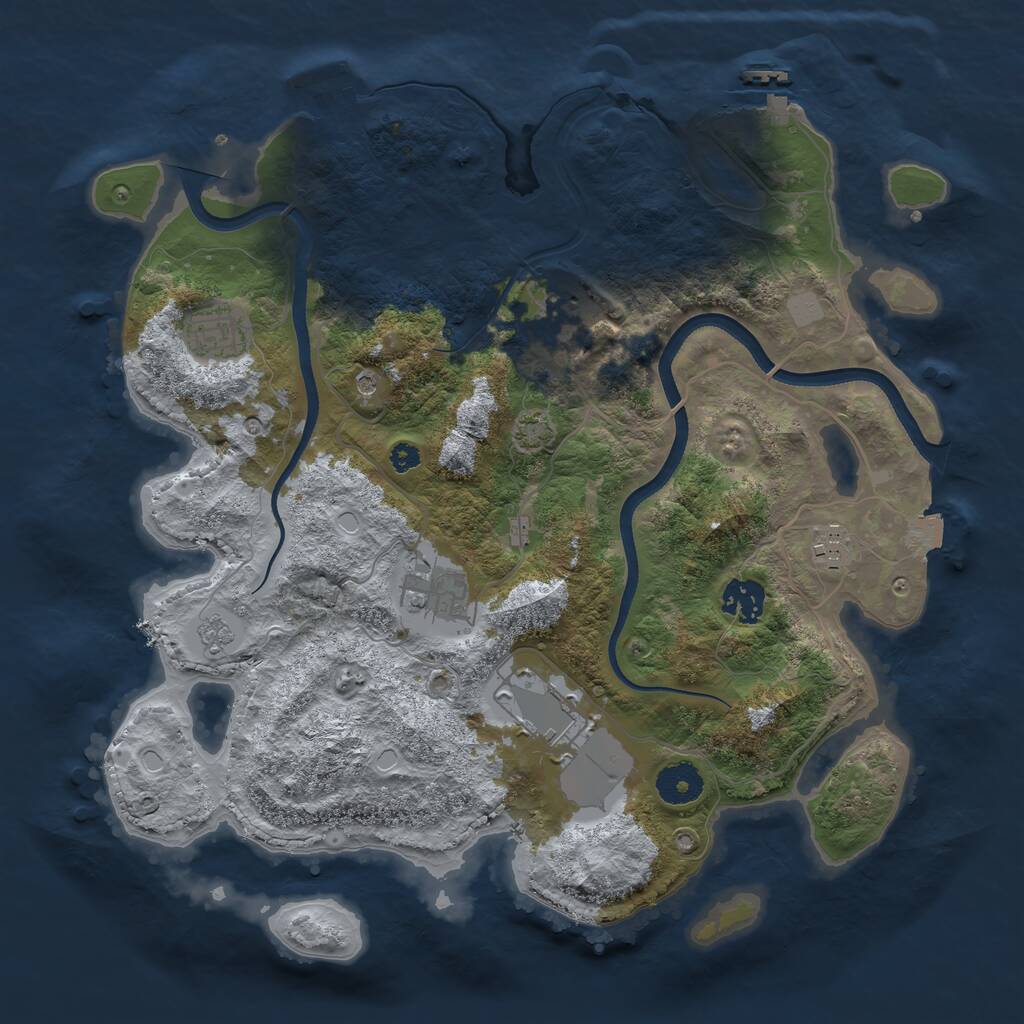 Rust Map: Procedural Map, Size: 3500, Seed: 1286989051, 12 Monuments