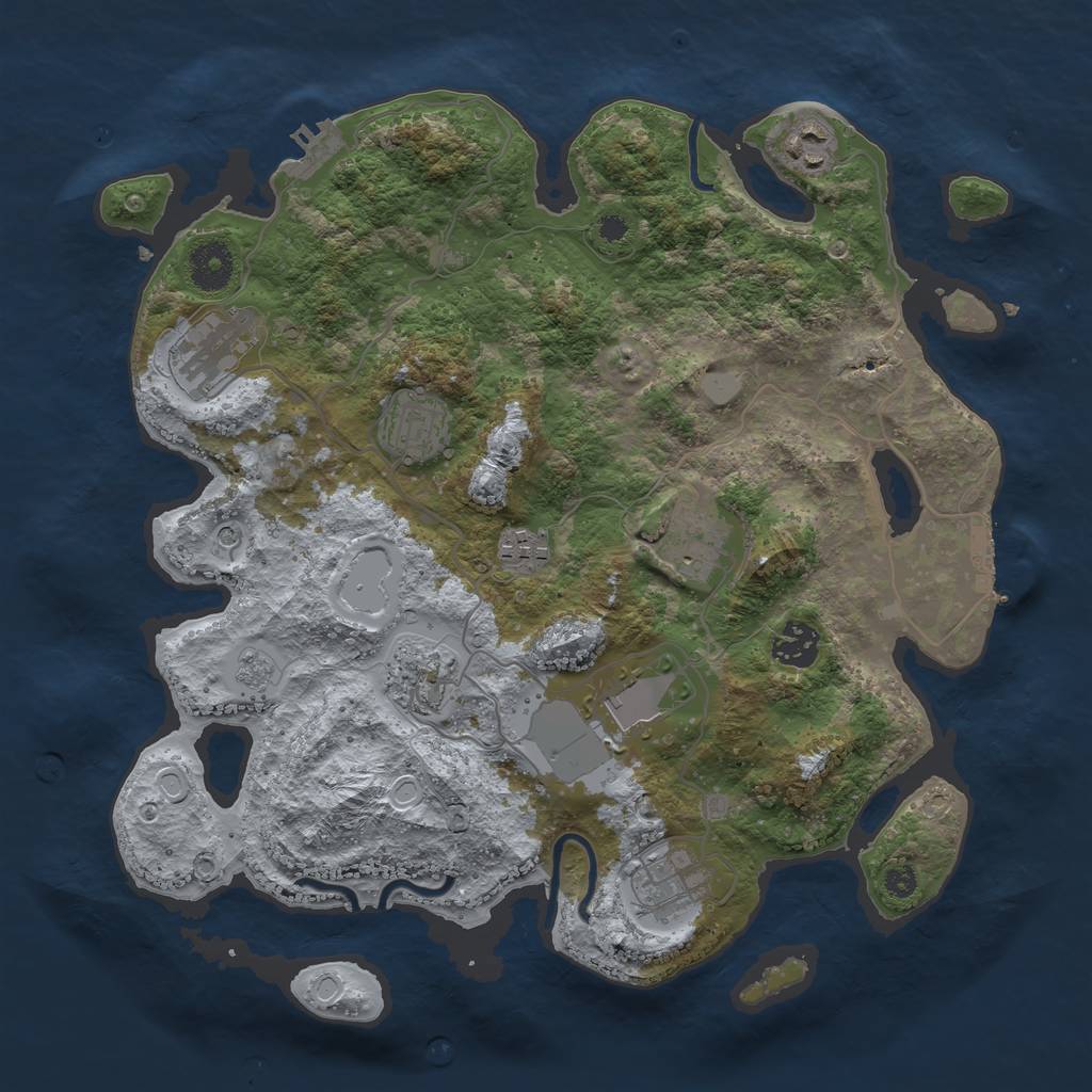 Rust Map: Procedural Map, Size: 3500, Seed: 1286989051, 18 Monuments