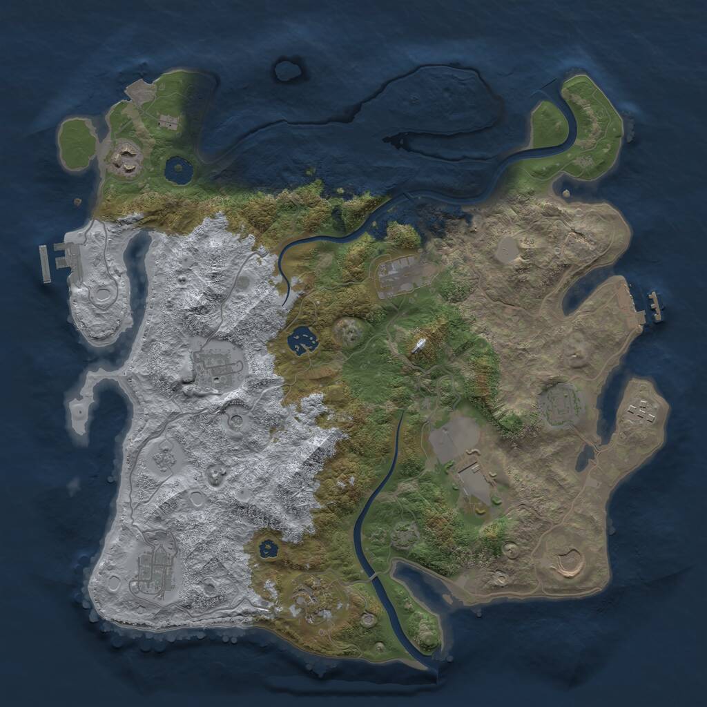 Rust Map: Procedural Map, Size: 3750, Seed: 1067300629, 16 Monuments