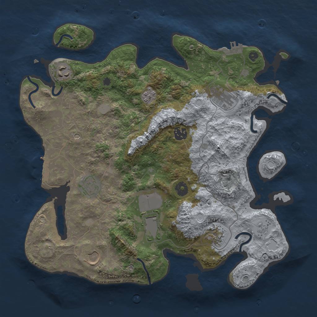 Rust Map: Procedural Map, Size: 3500, Seed: 754154394, 17 Monuments