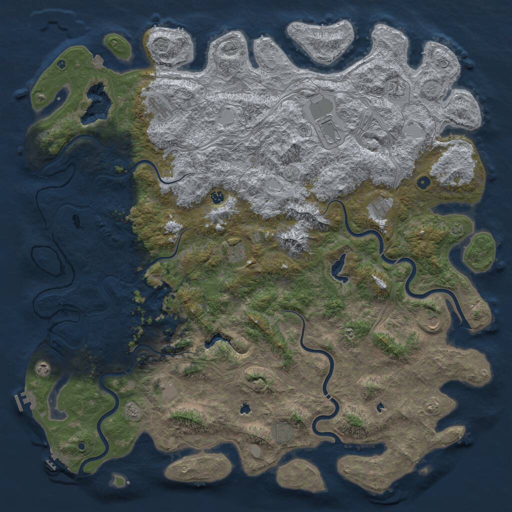 Rust Map: Procedural Map, Size: 6000, Seed: 2112792407, 17 Monuments