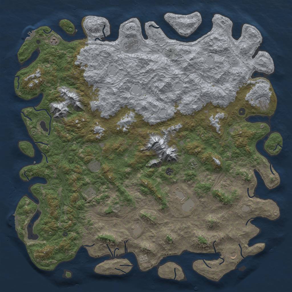 Rust Map: Procedural Map, Size: 6000, Seed: 2112792407, 20 Monuments