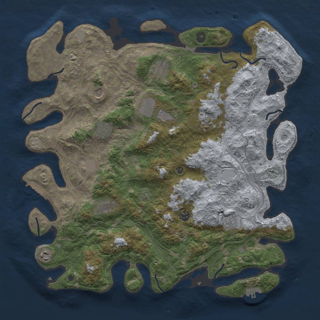 Rust Map: Procedural Map, Size: 4500, Seed: 1042787422, 20 Monuments