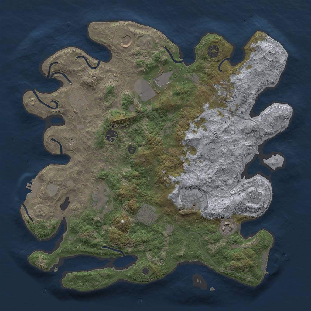 Rust Map: Procedural Map, Size: 3700, Seed: 767831635, 19 Monuments