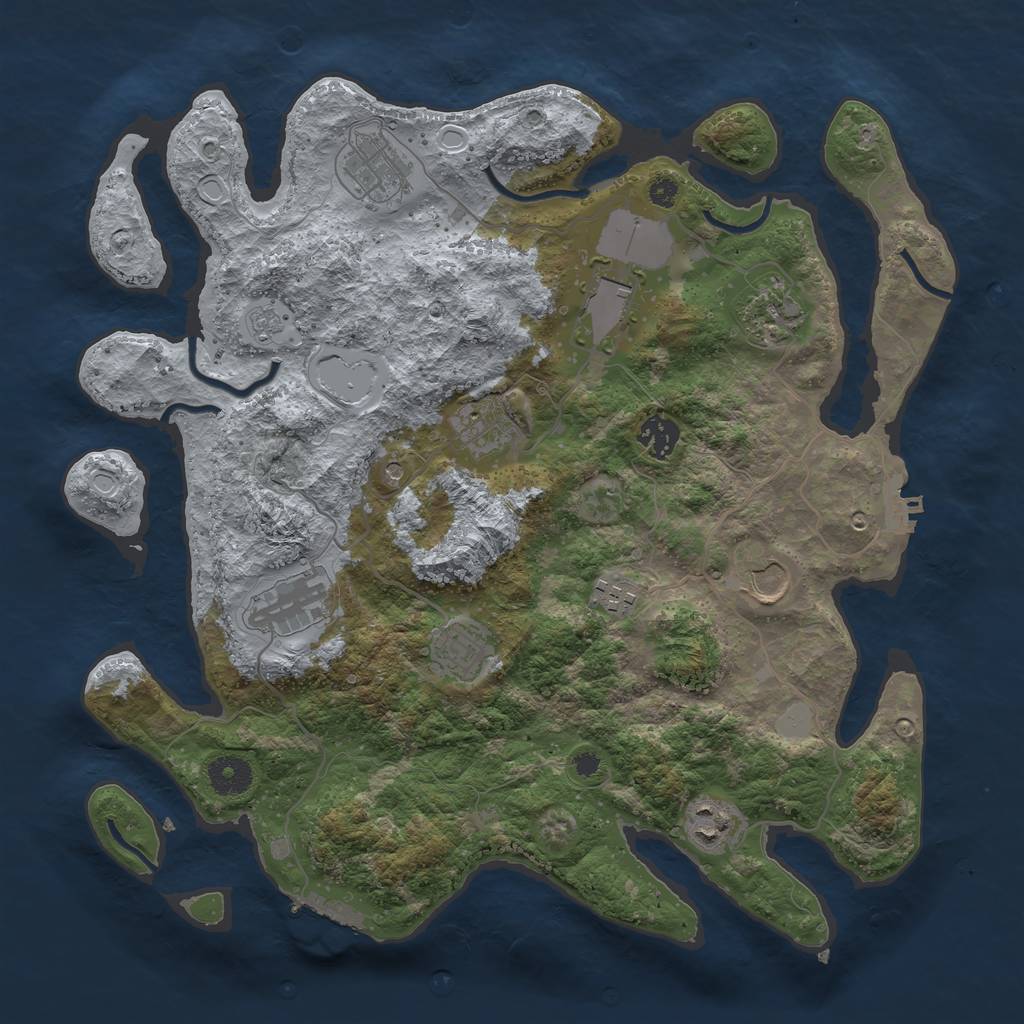 Rust Map: Procedural Map, Size: 3700, Seed: 1777923942, 19 Monuments