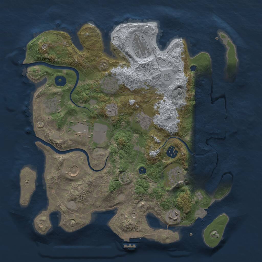 Rust Map: Procedural Map, Size: 3500, Seed: 3565649, 16 Monuments