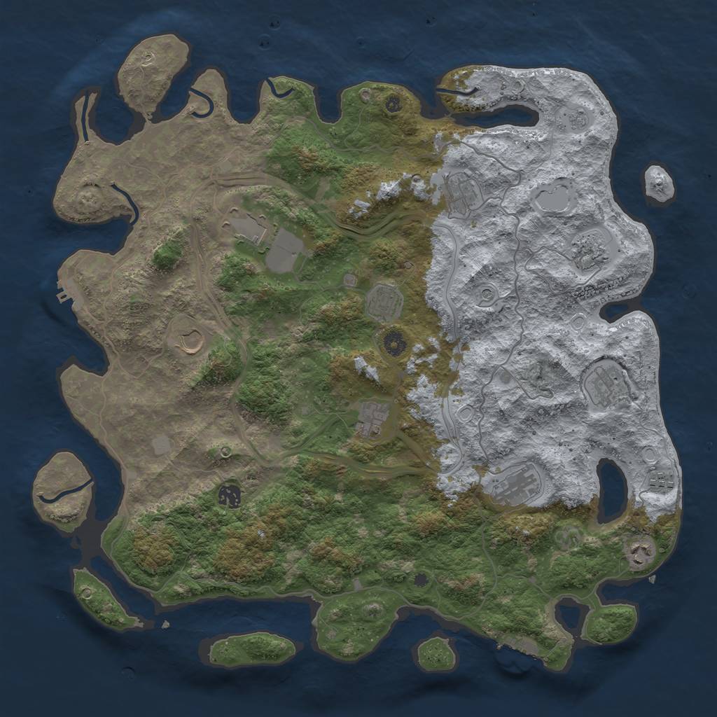 Rust Map: Procedural Map, Size: 4500, Seed: 173869408, 20 Monuments