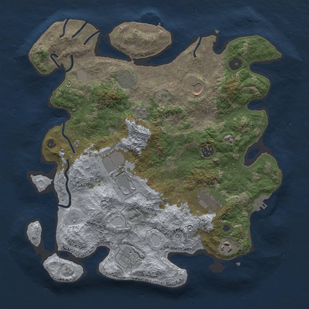 Rust Map: Procedural Map, Size: 3700, Seed: 1970120, 17 Monuments