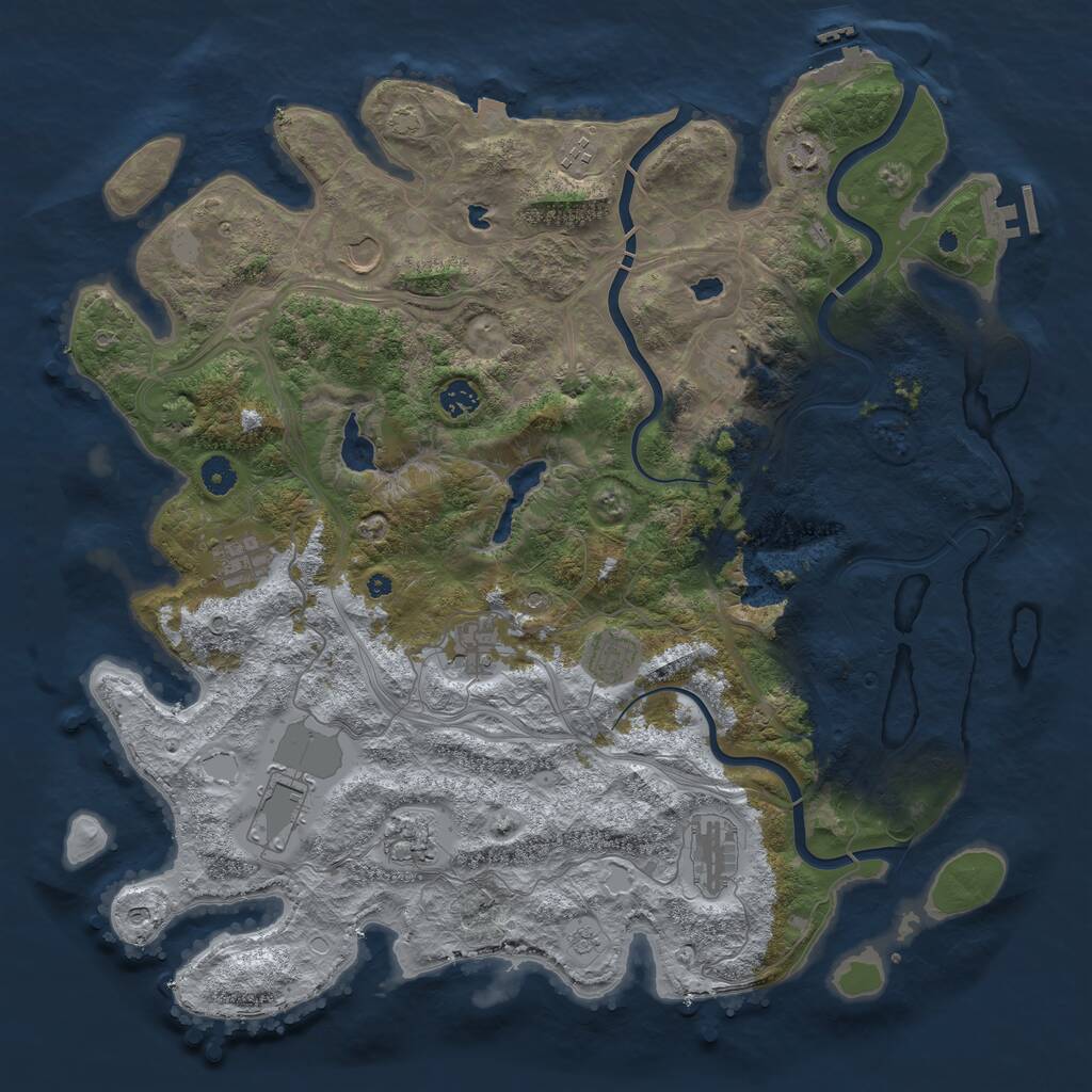 Rust Map: Procedural Map, Size: 4500, Seed: 485266418, 17 Monuments
