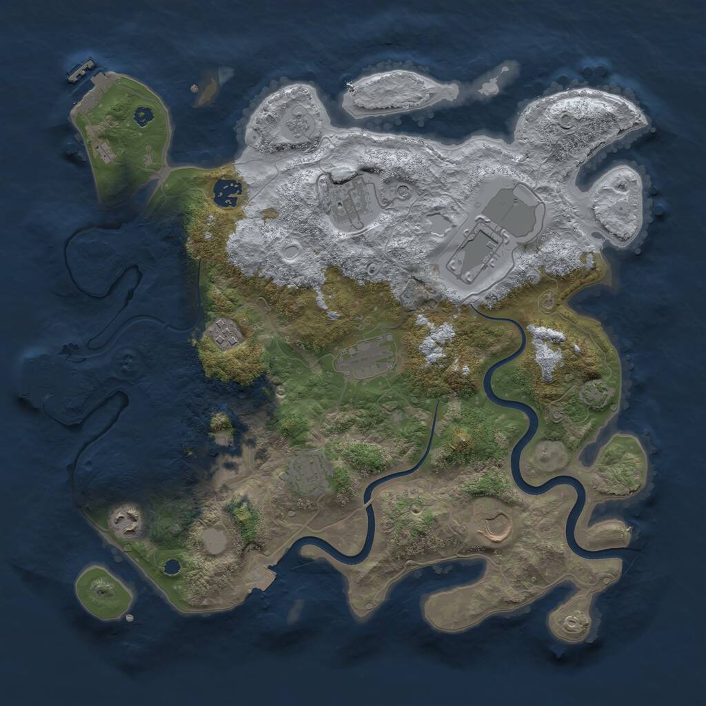 Rust Map: Procedural Map, Size: 3700, Seed: 838987657, 15 Monuments