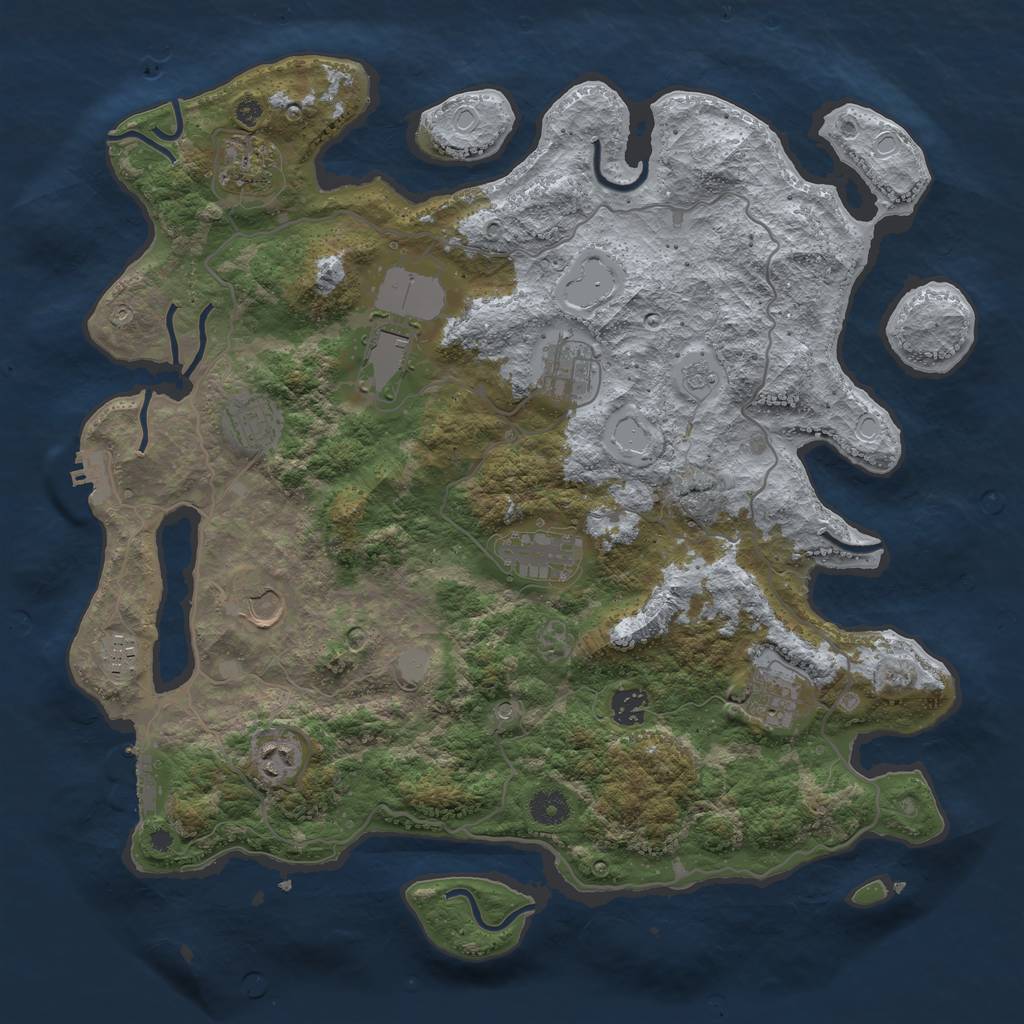 Rust Map: Procedural Map, Size: 4050, Seed: 1955167257, 19 Monuments