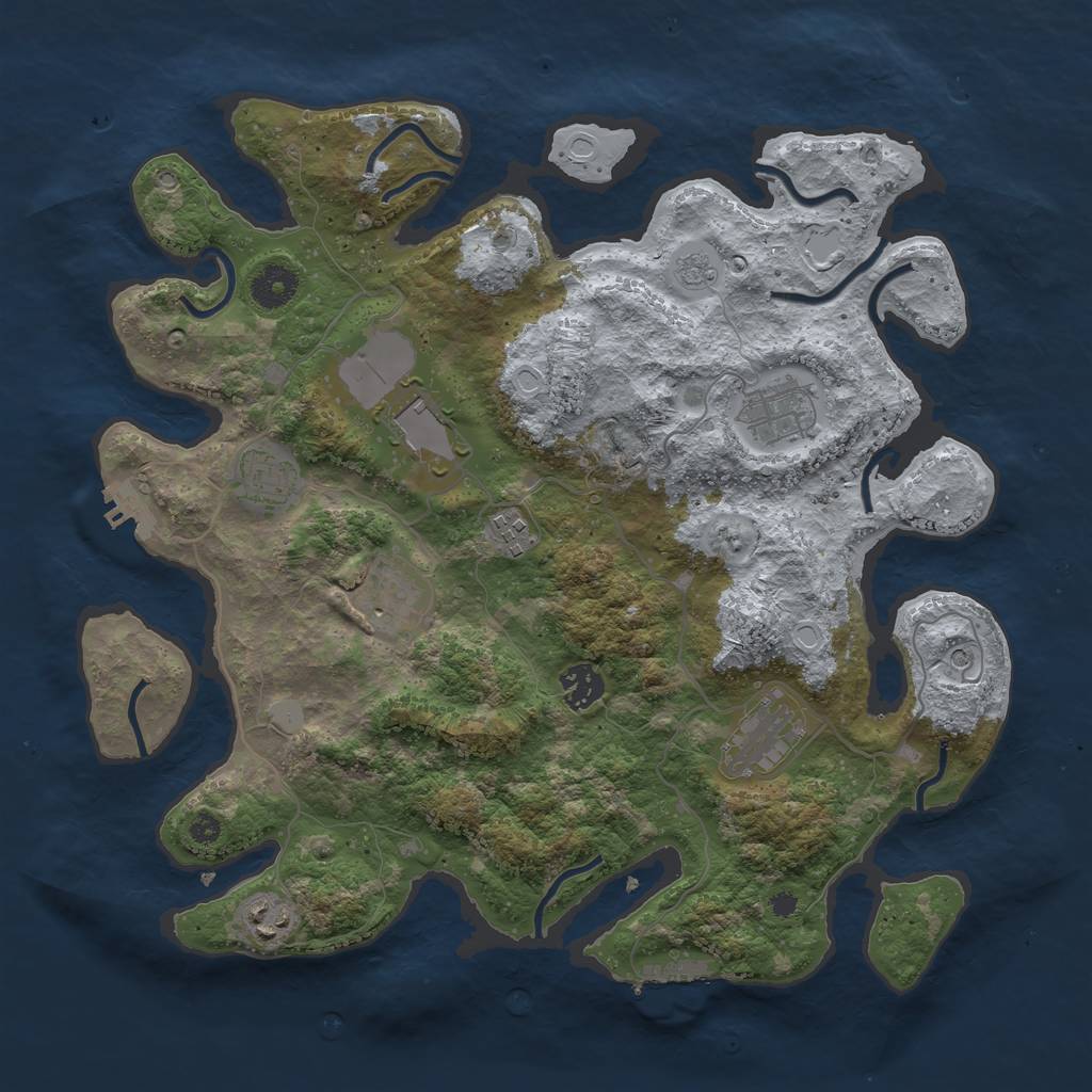 Rust Map: Procedural Map, Size: 3700, Seed: 289776646, 17 Monuments