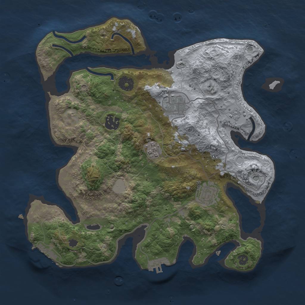 Rust Map: Procedural Map, Size: 3000, Seed: 103812, 13 Monuments