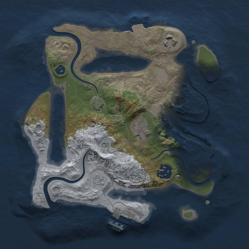 Rust Map: Procedural Map, Size: 2505, Seed: 595551325, 9 Monuments