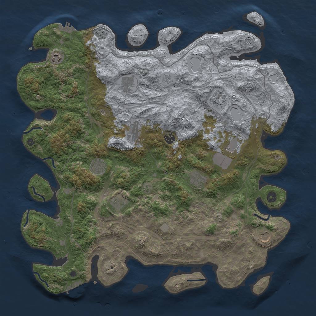 Rust Map: Procedural Map, Size: 4500, Seed: 1161865914, 20 Monuments