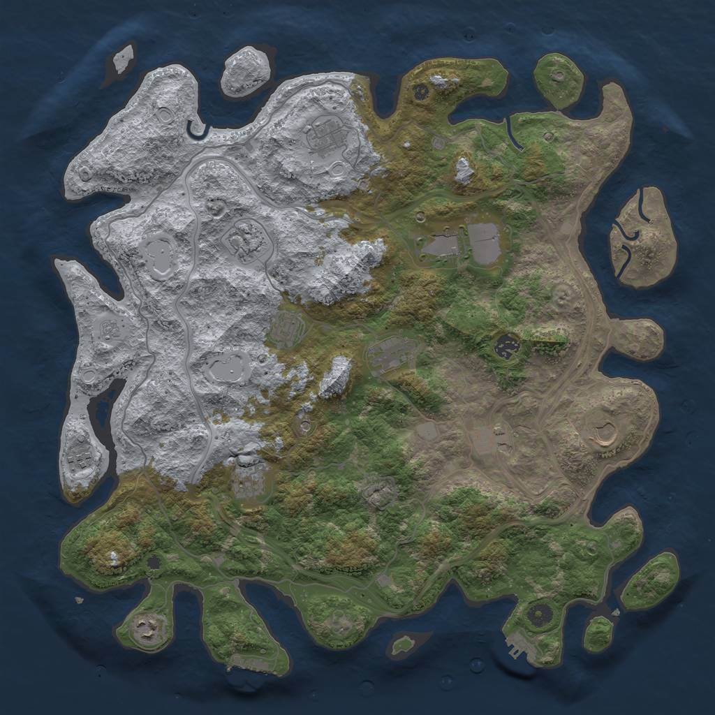 Rust Map: Procedural Map, Size: 4500, Seed: 2047118240, 20 Monuments