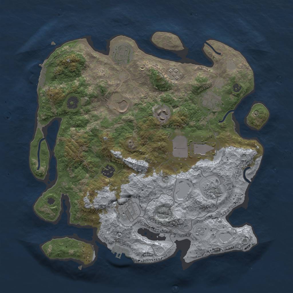 Rust Map: Procedural Map, Size: 3500, Seed: 702853699, 18 Monuments