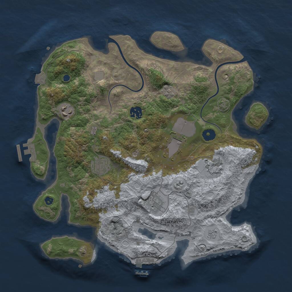 Rust Map: Procedural Map, Size: 3500, Seed: 702853699, 13 Monuments