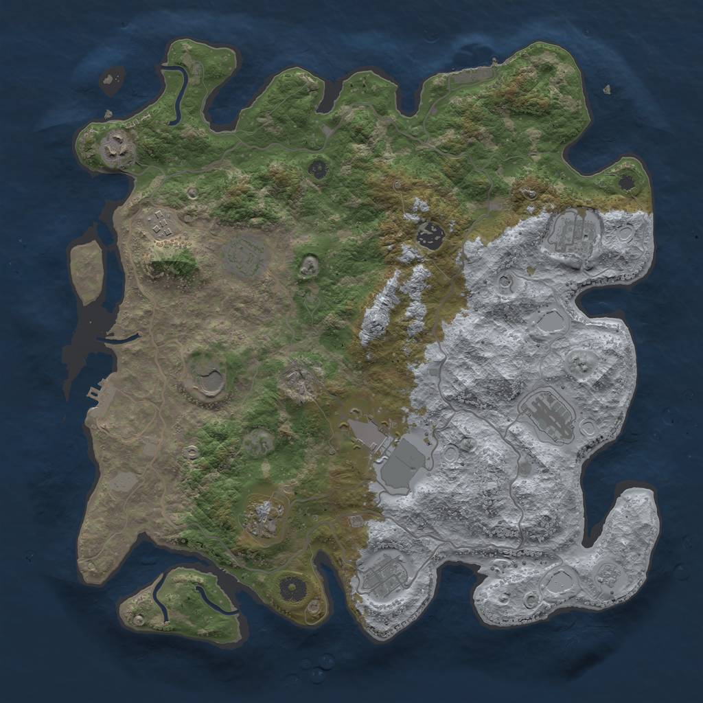 Rust Map: Procedural Map, Size: 4000, Seed: 346216139, 19 Monuments