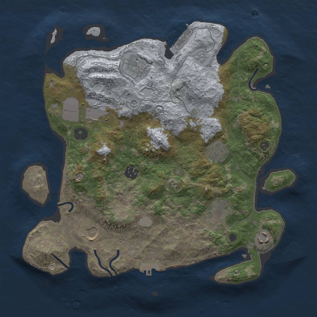 Rust Map: Procedural Map, Size: 3500, Seed: 1211224350, 16 Monuments
