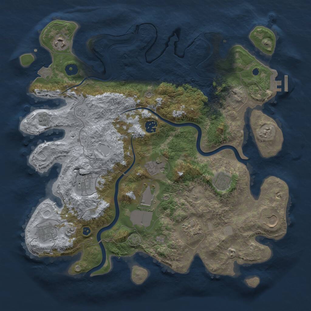 Rust Map: Procedural Map, Size: 3800, Seed: 1509628555, 15 Monuments