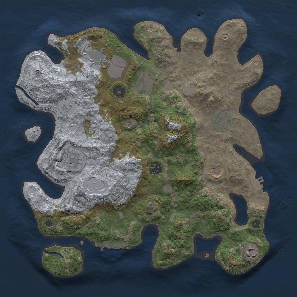 Rust Map: Procedural Map, Size: 3500, Seed: 55311851, 17 Monuments