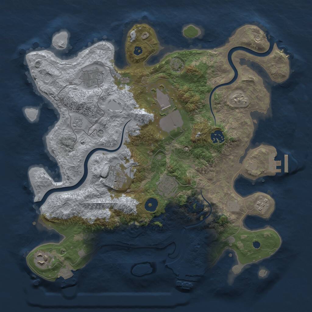 Rust Map: Procedural Map, Size: 3500, Seed: 1841715809, 13 Monuments