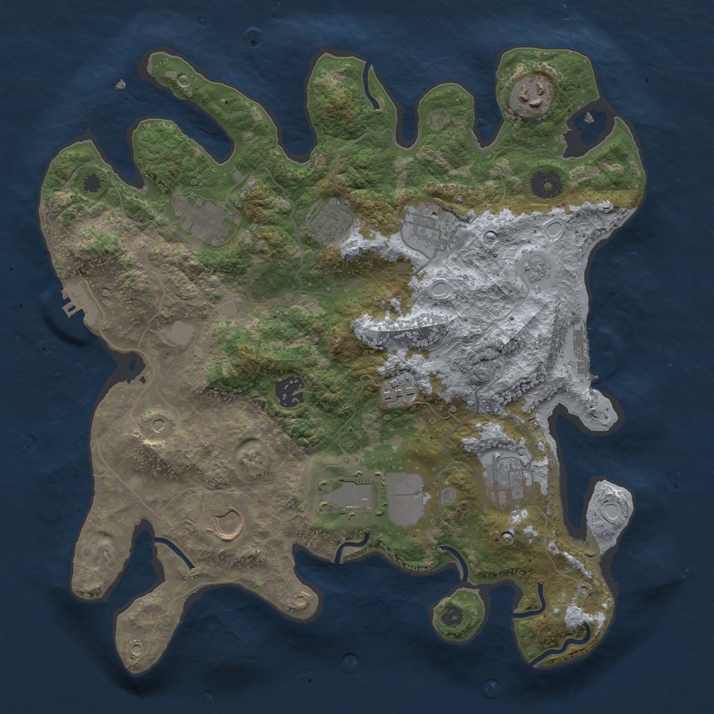 Rust Map: Procedural Map, Size: 3500, Seed: 69166379, 18 Monuments