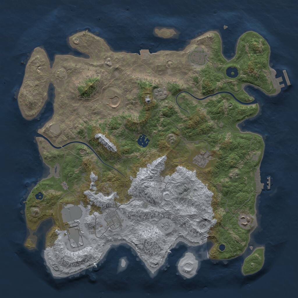 Rust Map: Procedural Map, Size: 3800, Seed: 1993687158, 14 Monuments