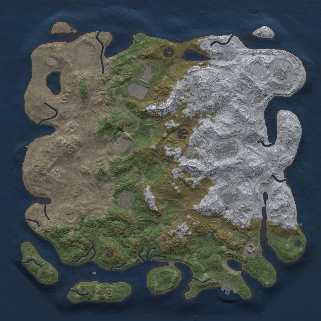 Rust Map: Procedural Map, Size: 4500, Seed: 331672398, 20 Monuments