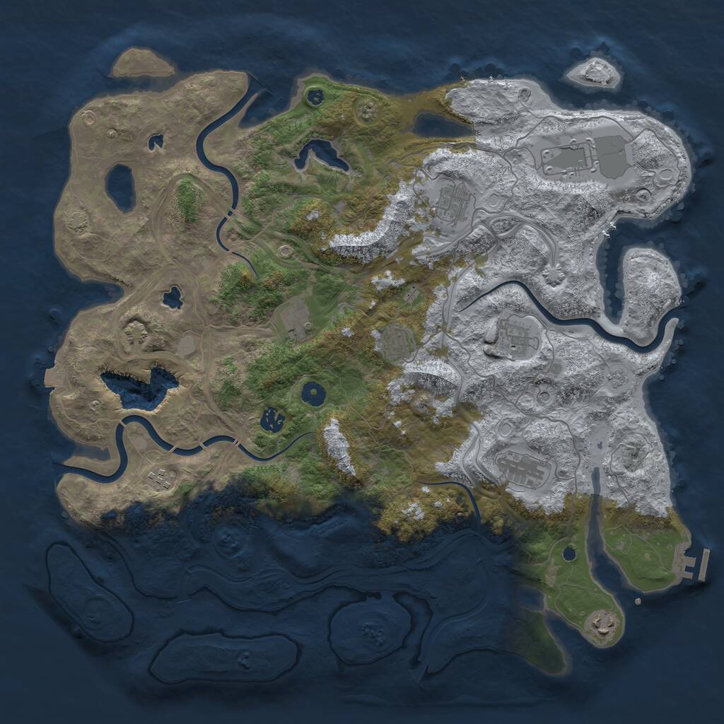 Rust Map: Procedural Map, Size: 4500, Seed: 331672398, 14 Monuments