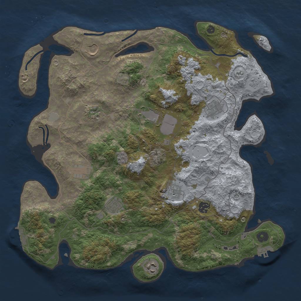 Rust Map: Procedural Map, Size: 4000, Seed: 861140749, 19 Monuments