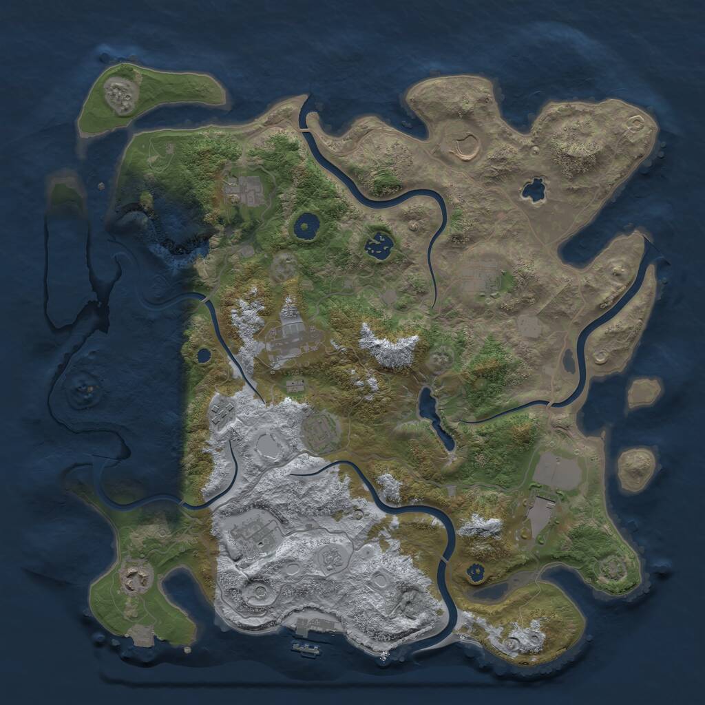 Rust Map: Procedural Map, Size: 4050, Seed: 1820116931, 15 Monuments