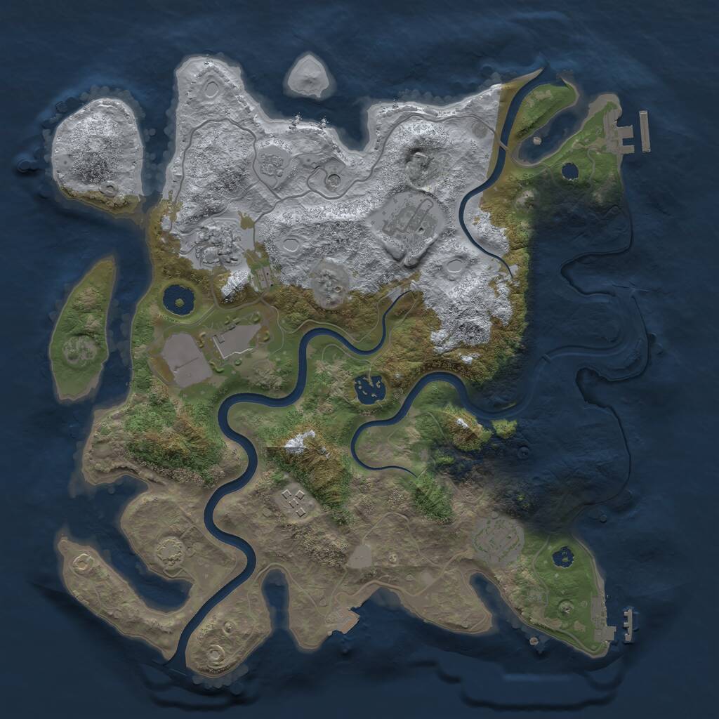 Rust Map: Procedural Map, Size: 3500, Seed: 1380134261, 12 Monuments