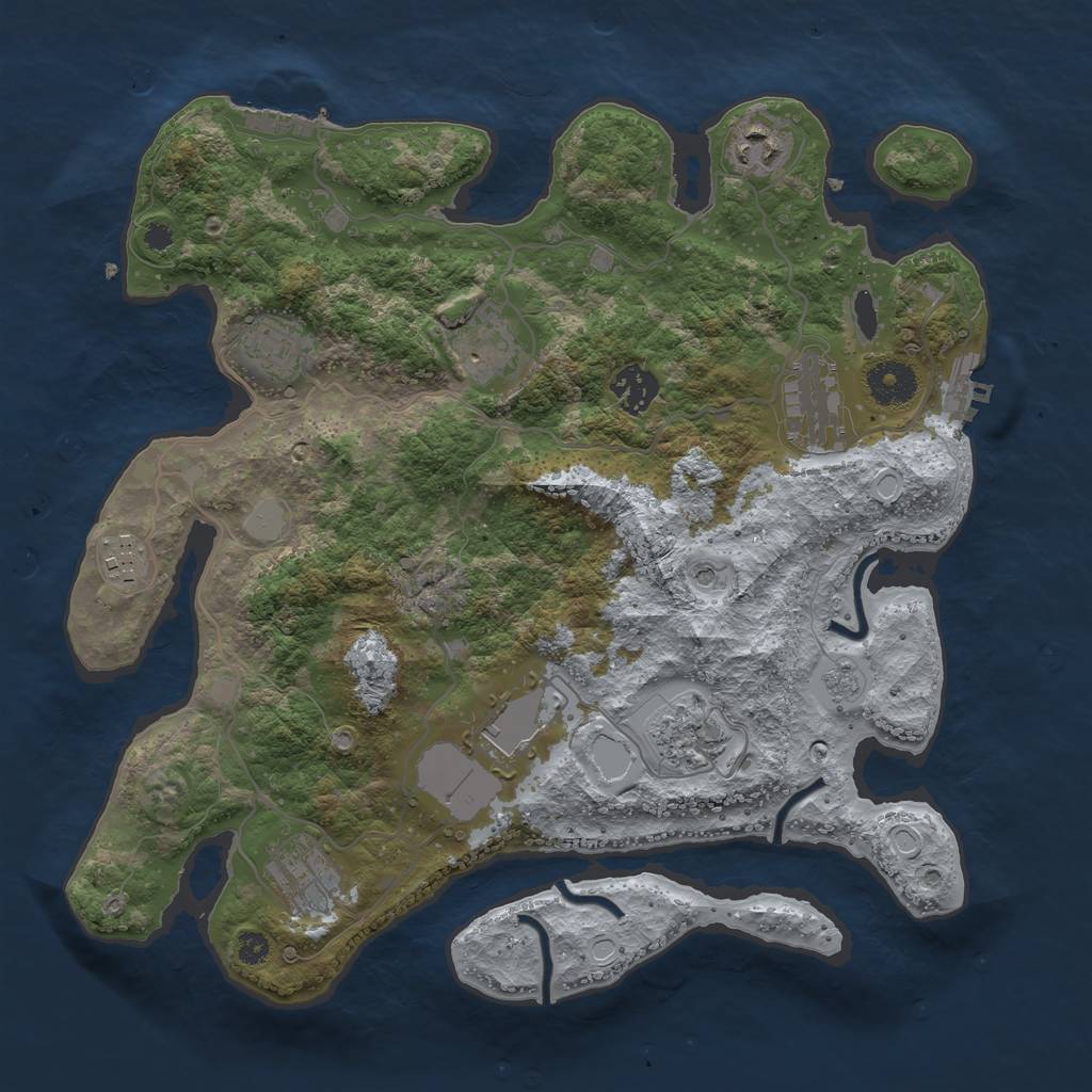 Rust Map: Procedural Map, Size: 3500, Seed: 997426172, 16 Monuments