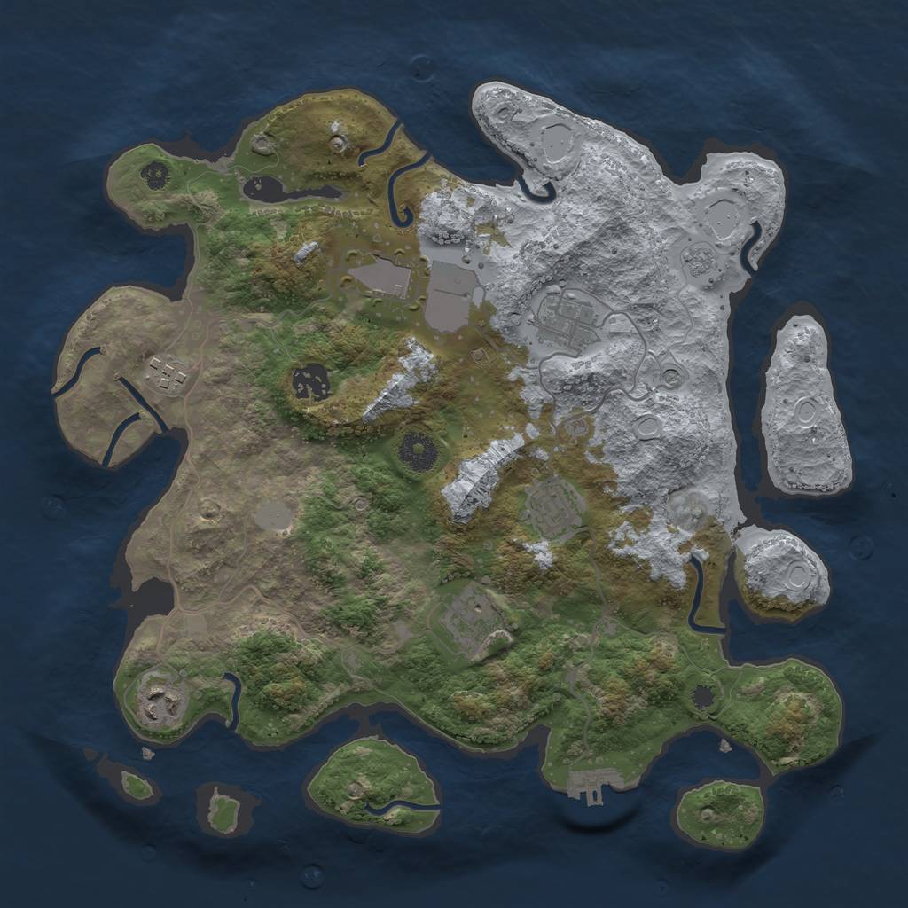 Rust Map: Procedural Map, Size: 3500, Seed: 696937281, 15 Monuments