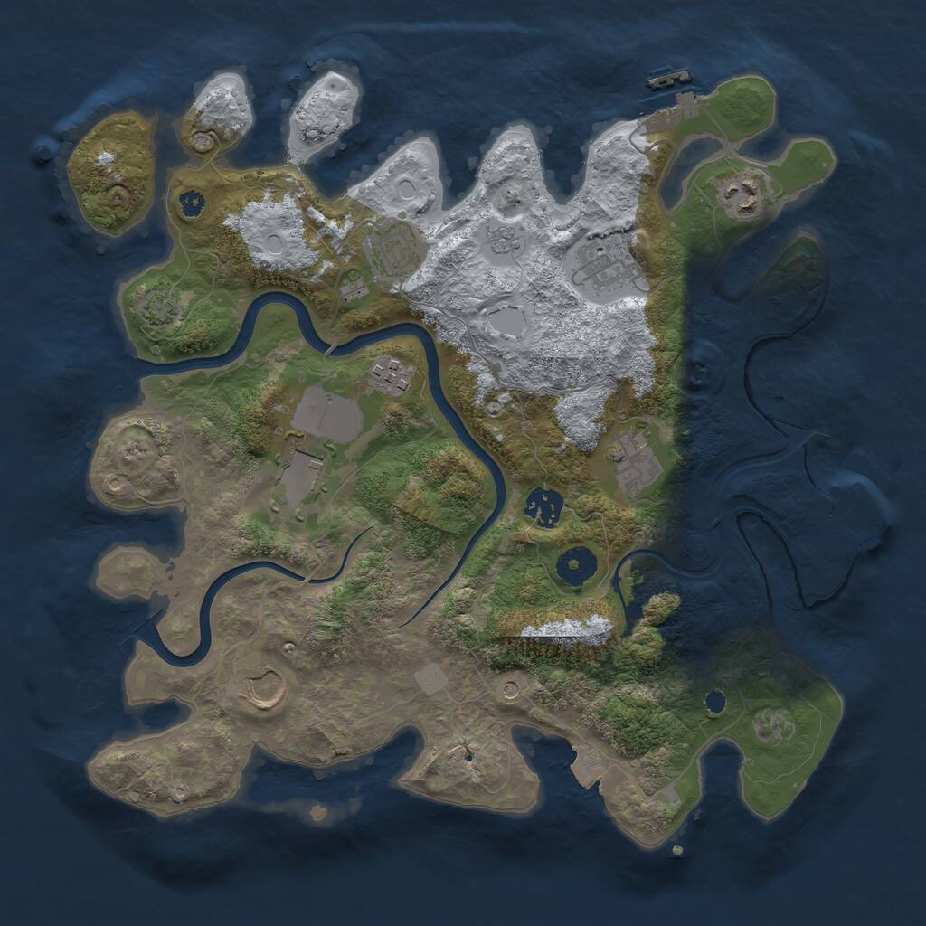 Rust Map: Procedural Map, Size: 3600, Seed: 546909737, 14 Monuments