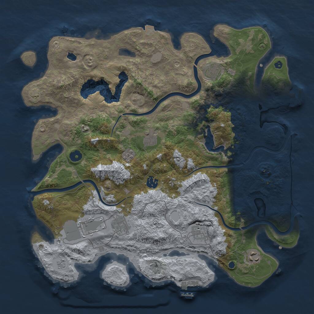 Rust Map: Procedural Map, Size: 4000, Seed: 1489059885, 14 Monuments