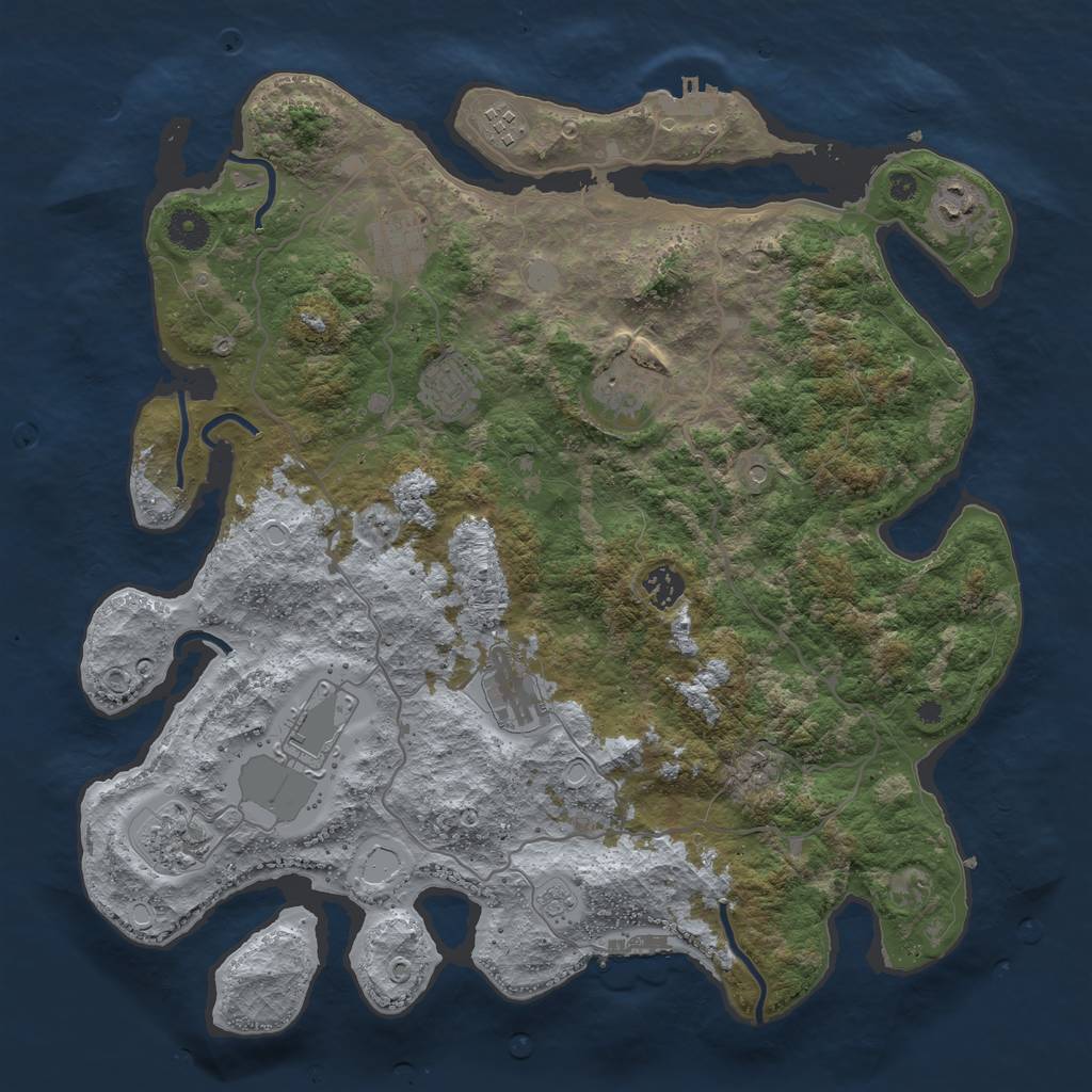Rust Map: Procedural Map, Size: 4000, Seed: 757079495, 18 Monuments