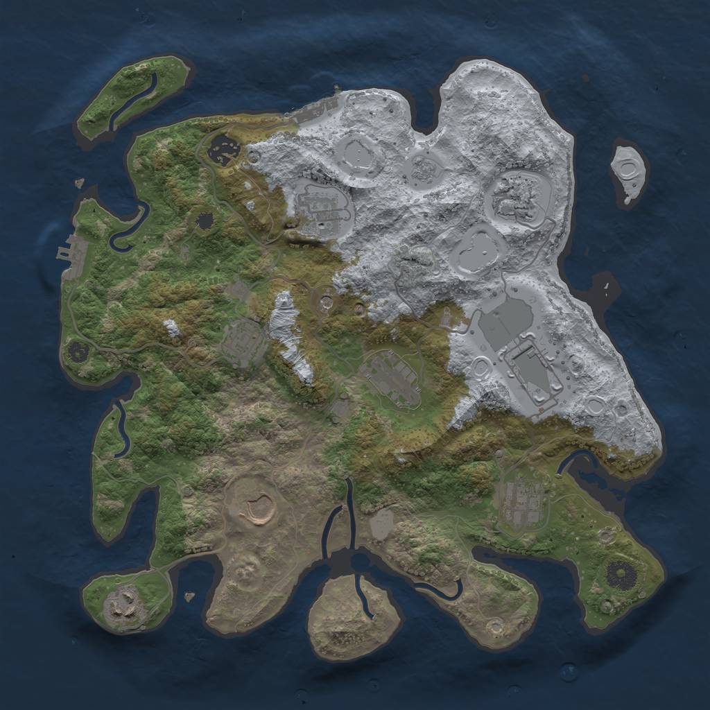Rust Map: Procedural Map, Size: 3500, Seed: 1432414409, 18 Monuments
