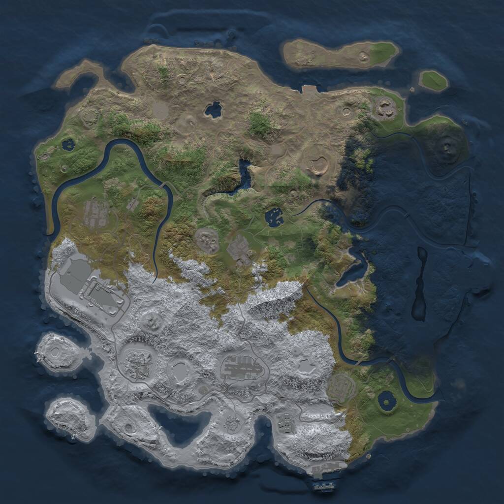 Rust Map: Procedural Map, Size: 4000, Seed: 1931605707, 16 Monuments