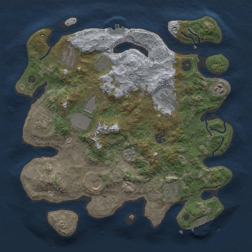 Rust Map: Procedural Map, Size: 3500, Seed: 668721, 19 Monuments