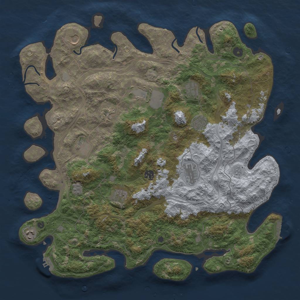 Rust Map: Procedural Map, Size: 4500, Seed: 2126571524, 20 Monuments