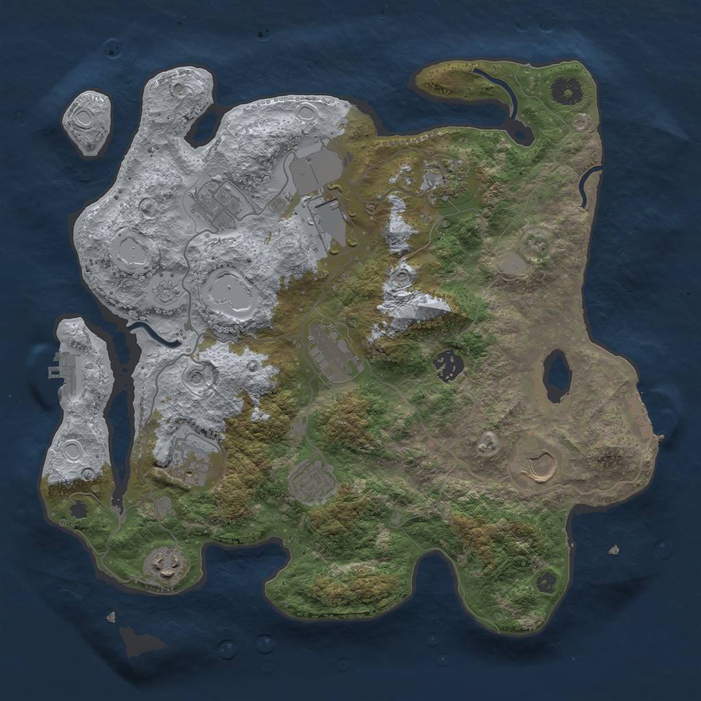 Rust Map: Procedural Map, Size: 3500, Seed: 1576219077, 18 Monuments