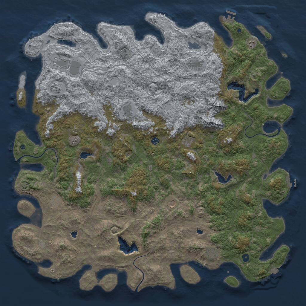 Rust Map: Procedural Map, Size: 6000, Seed: 215447, 17 Monuments